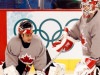 Les gardiens Roberto Luongo et Martin Brodeur lors de l'entraînement de l'équipe canadienne de hockey. Les gardiens Roberto Luongo et Martin Brodeur lors de l'entraînement de l'équipe canadienne de hockey.