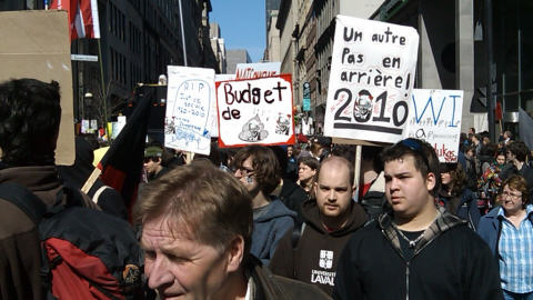 Manifestation contre le budget Bachand Manifestation contre le budget Bachand