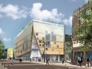 Le nouveau projet de l'édifice culturel du 2-22, au coin des rues Sainte-Catherine et Saint-Laurent. Le nouveau projet de l'édifice culturel du 2-22, au coin des rues Sainte-Catherine et Saint-Laurent.