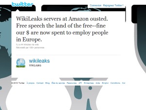 Wikileaks annonce sur Twitter avoir été expulsé des serveurs d'Amazon.com. Wikileaks annonce sur Twitter avoir été expulsé des serveurs d'Amazon.com.