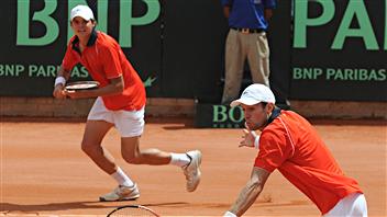 Milos Raonic et Daniel Nestor en Coupe Davis Milos Raonic et Daniel Nestor en Coupe Davis
