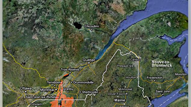 En rouge, les zones à risque d'inondation en date du 13 mai En rouge, les zones à risque d'inondation en date du 13 mai