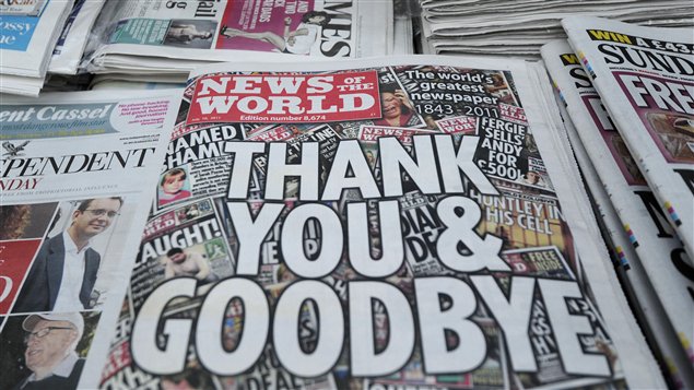 Une de la dernière édition du News of the World Une de la dernière édition du News of the World