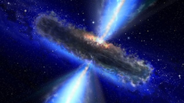 Représentation artistique d'un quasar similaire à celui observé Représentation artistique d'un quasar similaire à celui observé