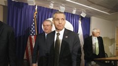 Le PDG de TransCanada, Russ Girling, lors d'une conférence de presse à l'Association américaine des manufacturiers, à Washington, le 7 octobre Le PDG de TransCanada, Russ Girling, lors d'une conférence de presse à l'Association américaine des manufacturiers, à Washington, le 7 octobre
