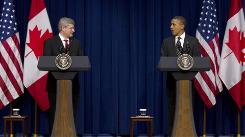 Le premier ministre canadien Stephen Harper et le président américain Barack Obama, à Washington Le premier ministre canadien Stephen Harper et le président américain Barack Obama, à Washington