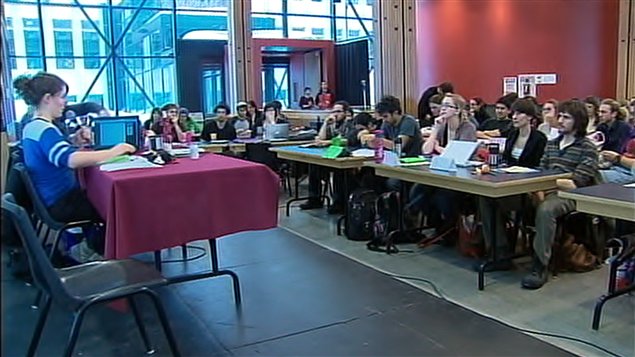 Lors du congrès de la CLASSE, samedi, à l'Université Laval. Lors du congrès de la CLASSE, samedi, à l'Université Laval.