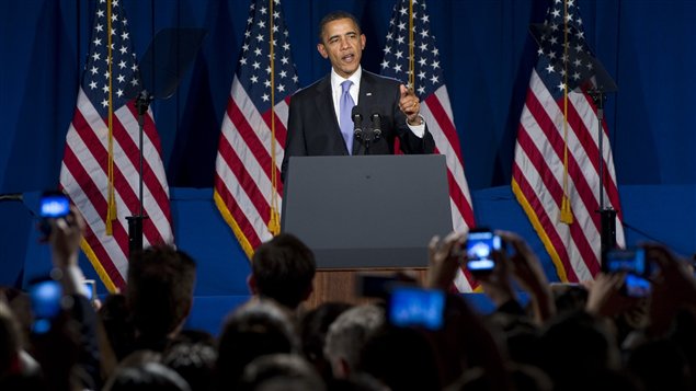 Le président américain Barack Obama devant des partisans démocrates, à New York, le 1er mars Le président américain Barack Obama devant des partisans démocrates, à New York, le 1er mars