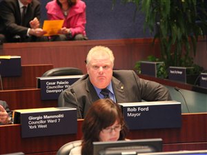 Le maire Rob Ford pendant les délibérations du conseil municipal