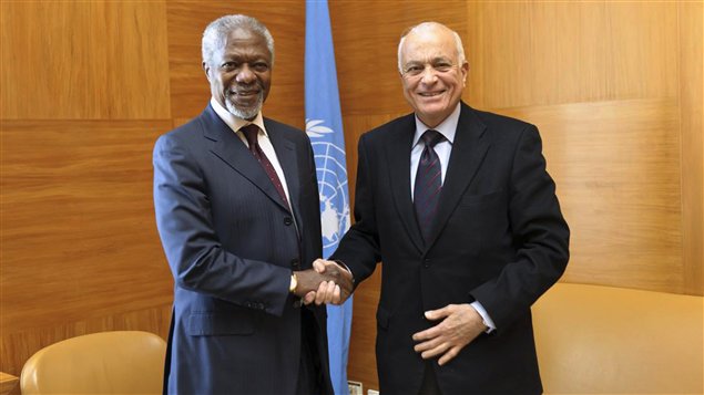 Kofi Annan et le secrétaire génral de la Ligue arabe Nabil al-Arabi Kofi Annan et le secrétaire génral de la Ligue arabe Nabil al-Arabi