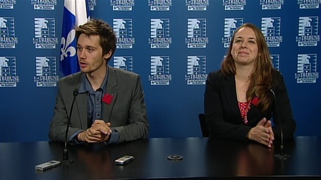 Léo Bureau-Blouin, président de la FECQ, et Martine Desjardins, présidente de la FEUQ. Léo Bureau-Blouin, président de la FECQ, et Martine Desjardins, présidente de la FEUQ.