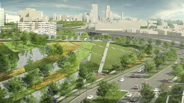 Vue d'ensemble du secteur Pullman de l'échangeur Turcot Vue d'ensemble du secteur Pullman de l'échangeur Turcot