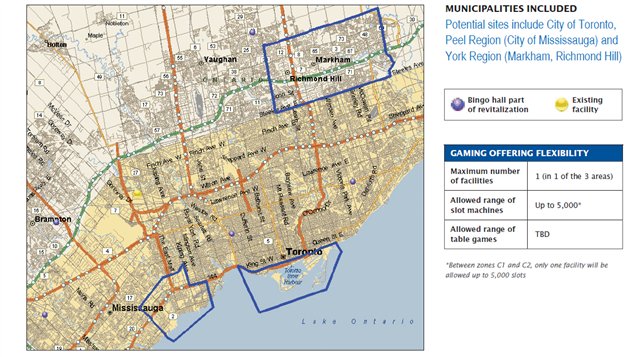 Sites potentiels pour un casino dans la région de Toronto Sites potentiels pour un casino dans la région de Toronto