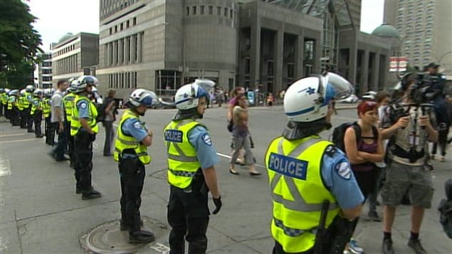 La présence policière est importante autour de la Place Bonaventure. La présence policière est importante autour de la Place Bonaventure.