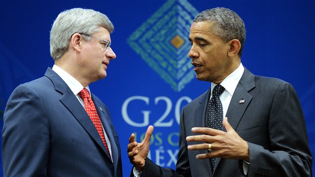 Stephen Harper et Barack Obama. Stephen Harper et Barack Obama.