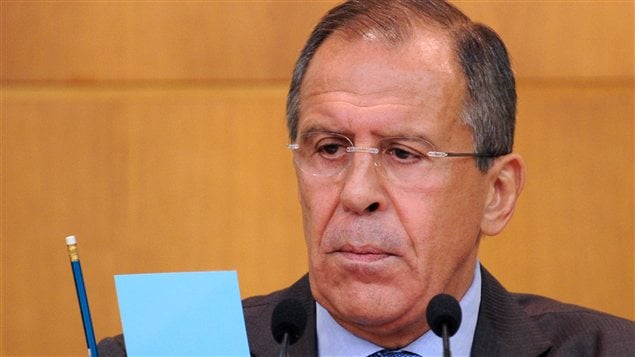 Le ministre russe des Affaires étrangères, Sergueï Lavrov, en conf/rence de presse, lundi 'a Moscou. Le ministre russe des Affaires étrangères, Sergueï Lavrov, en conf/rence de presse, lundi 'a Moscou.