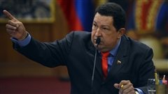 Le président Chavez lors de la rencontre avec la presse internationale. Le président Chavez lors de la rencontre avec la presse internationale.