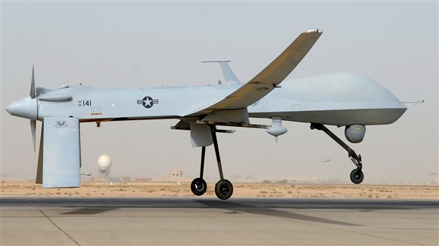 Un drone comme celui qui aurait été attaqué par des chasseurs iraniens dans le Golfe le 1er novembre. Un drone comme celui qui aurait été attaqué par des chasseurs iraniens dans le Golfe le 1er novembre.