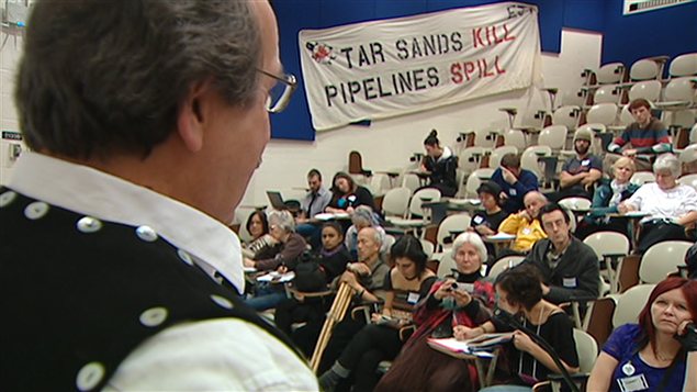 Des opposants à un projet d'Enbridge Des opposants à un projet d'Enbridge