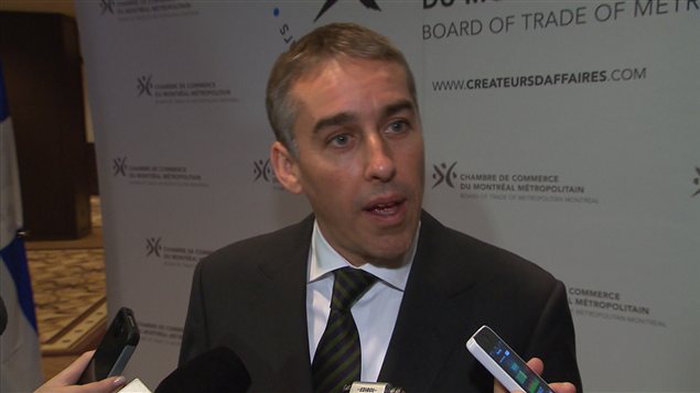 Le ministre des Finances Nicolas Marceau après un discours à la Chambre de commerce du Montréal métropolitain. Le ministre des Finances Nicolas Marceau après un discours à la Chambre de commerce du Montréal métropolitain.