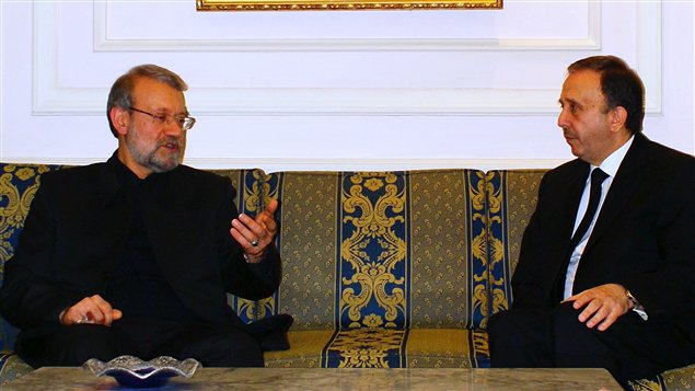 Le président du parlement syrien, Mohammed Jihad al-Laham et son homologue iranien, Ali Larijani Le président du parlement syrien, Mohammed Jihad al-Laham et son homologue iranien, Ali Larijani