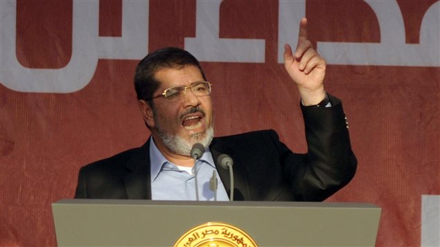 Le président égyptien Mohamed Morsi lors d'un discours en juin 2012. Le président égyptien Mohamed Morsi lors d'un discours en juin 2012.
