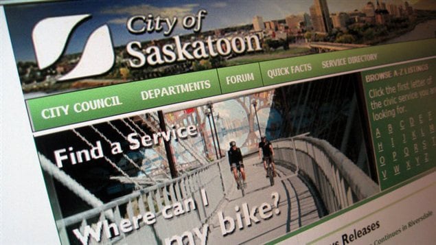 La page d'accueil du site web de la ville de Saskatoon. La page d'accueil du site web de la ville de Saskatoon.