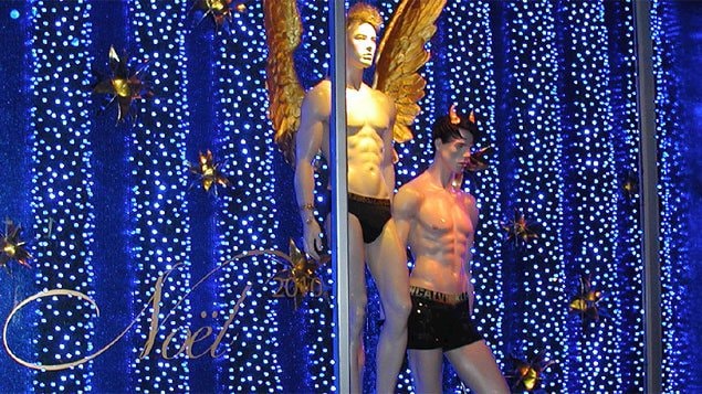 La vitrine de Noël de Priape réalisée par Étalage B La vitrine de Noël de Priape réalisée par Étalage B