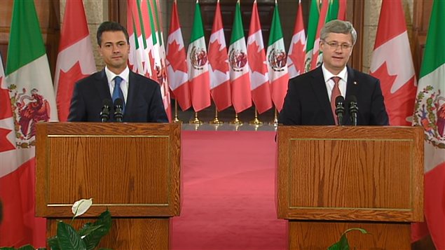 Le président mexicain Enrique Pena Nieto et Stephen Harper. Le président mexicain Enrique Pena Nieto et Stephen Harper.