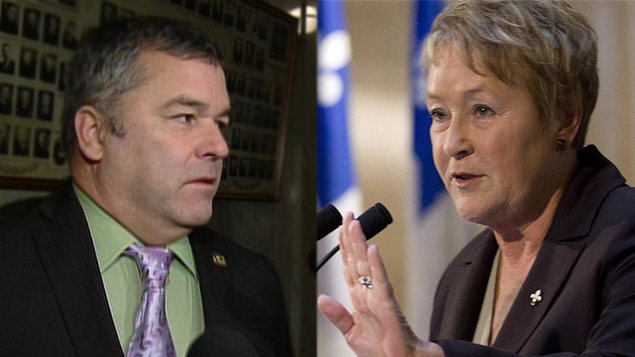 L'ex-ministre de l'Environnement, Daniel Breton, et Pauline Marois, première ministre du Québec L'ex-ministre de l'Environnement, Daniel Breton, et Pauline Marois, première ministre du Québec