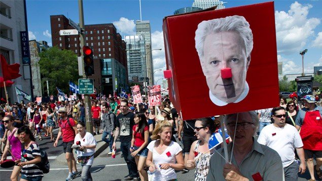 Des étudiants lors d'une manifestation, le printemps dernier à Montréal Des étudiants lors d'une manifestation, le printemps dernier à Montréal