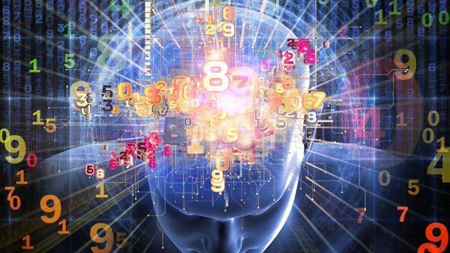 Illustration d'un cerveau humain et de chiffre Illustration d'un cerveau humain et de chiffre