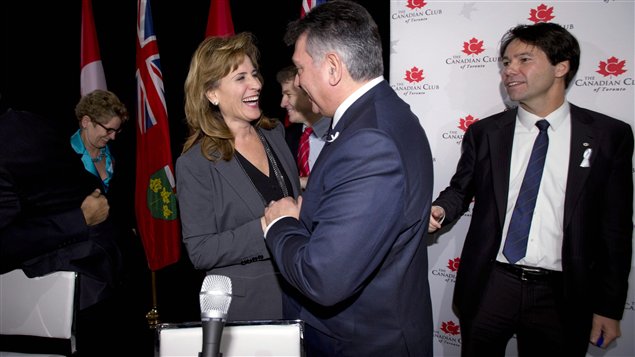 Les candidats à la course à la direction du Parti libéral de l'Ontario après un débat à Toronto Les candidats à la course à la direction du Parti libéral de l'Ontario après un débat à Toronto