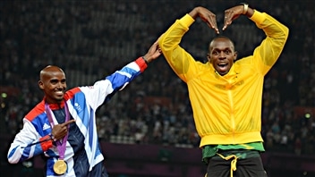 Usain Bolt et Mohamed Farah aux Jeux de Londres Usain Bolt et Mohamed Farah aux Jeux de Londres