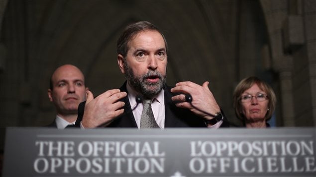 Le chef du Nouveau Parti démocratique, Thomas Mulcair, livrant son bilan de la session parlementaire à Ottawa Le chef du Nouveau Parti démocratique, Thomas Mulcair, livrant son bilan de la session parlementaire à Ottawa