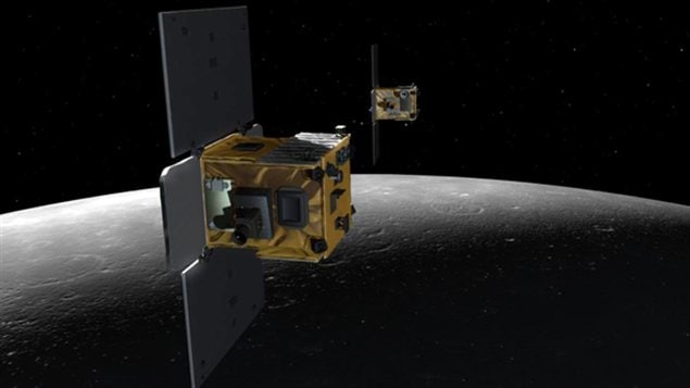 Les sondes Ebb et Flow en mission autour de la Lune. Les sondes Ebb et Flow en mission autour de la Lune.