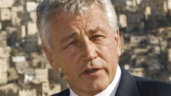 Chuck Hagel, en 2008, lors d'une visite en Jordanie. Chuck Hagel, en 2008, lors d'une visite en Jordanie.