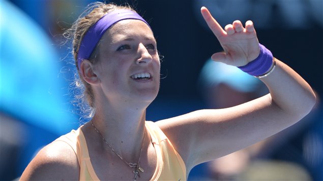Victoria Azarenka après sa victoire de 6-1 et 6-4 contre Monica Niculescu Victoria Azarenka après sa victoire de 6-1 et 6-4 contre Monica Niculescu