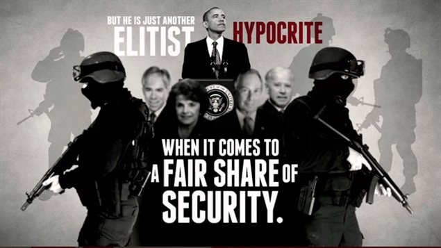 La NRA accuse Obama d'être un élitiste hypocrite. La NRA accuse Obama d'être un élitiste hypocrite.