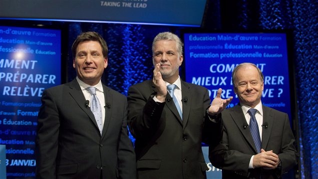 Les trois candidats à la direction du PLQ, Pierre Moreau, Philippe Couillard et Raymond Bachand Les trois candidats à la direction du PLQ, Pierre Moreau, Philippe Couillard et Raymond Bachand