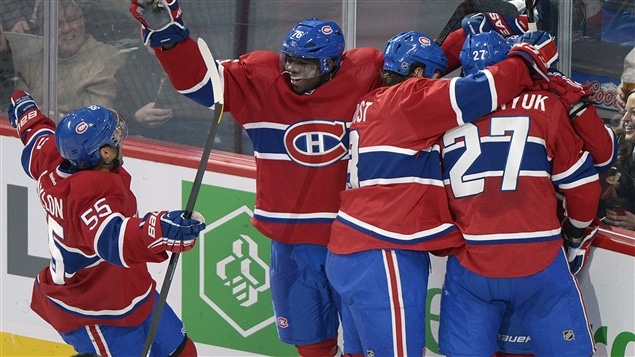 De gauche à droite, Francis Bouillon, P.K. Subban, Brandon Prust et Alex Galchenyuk De gauche à droite, Francis Bouillon, P.K. Subban, Brandon Prust et Alex Galchenyuk