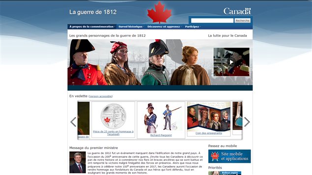 La page d'accueil du site 1812.gc.ca La page d'accueil du site 1812.gc.ca