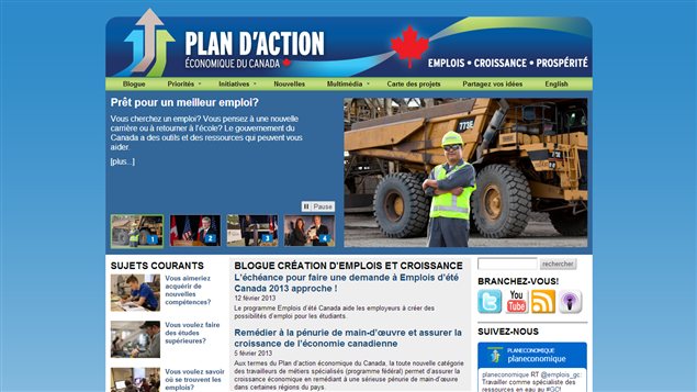 La page d'accueil du site internet www.actionplan.gc.ca/fr La page d'accueil du site internet www.actionplan.gc.ca/fr