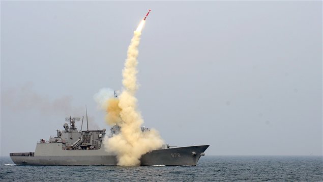 Photo d'un tir de missile longue portée par un bâtiment de la marine sud-coréenne, le 14 février dernier. Photo d'un tir de missile longue portée par un bâtiment de la marine sud-coréenne, le 14 février dernier.
