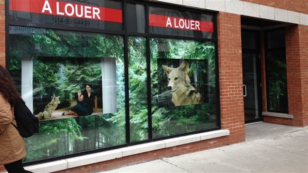L'oeuvre de Vicky Sabourin, exposée dans un commerce vacant du boulevard Saint-Laurent L'oeuvre de Vicky Sabourin, exposée dans un commerce vacant du boulevard Saint-Laurent
