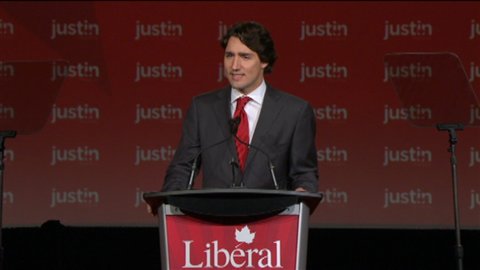 Justin Trudeau pendant son discours. Justin Trudeau pendant son discours.