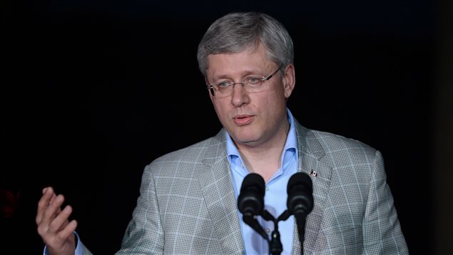Stephen Harper à une conférence de presse en Colombie, le 23 mai. Stephen Harper à une conférence de presse en Colombie, le 23 mai.