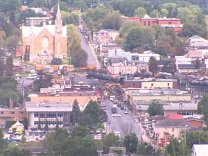 Vue aérienne de Lac-Mégantic le 9 juillet Vue aérienne de Lac-Mégantic le 9 juillet