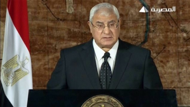 Premier discours du président égyptien par intérim Adli Mansour Premier discours du président égyptien par intérim Adli Mansour