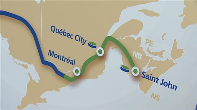 Le tracé du projet de TransCanada dans l'est du pays. Le tracé du projet de TransCanada dans l'est du pays.